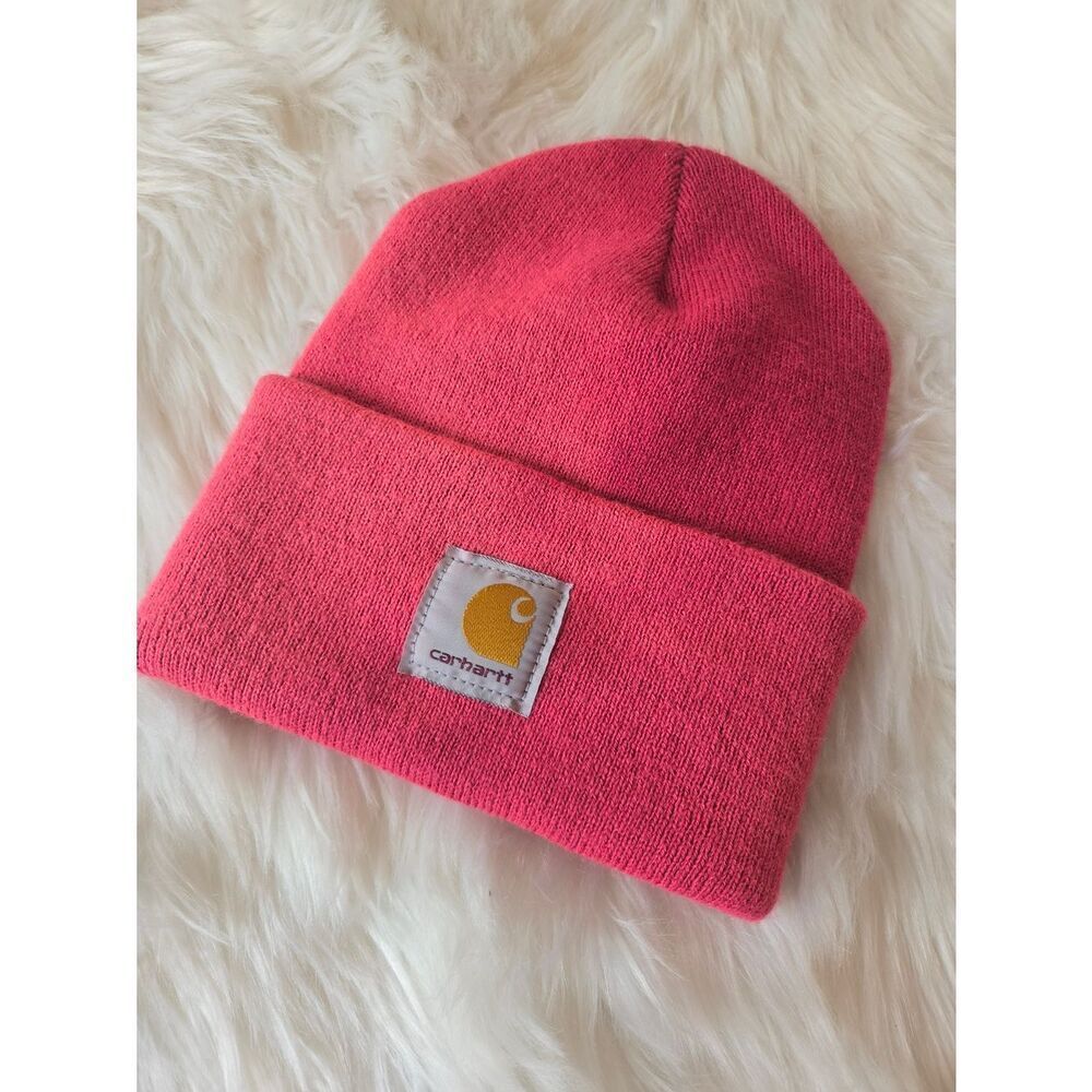 Carhartt Kids Bright Pink Cuffed Beanie with Gold Logo
